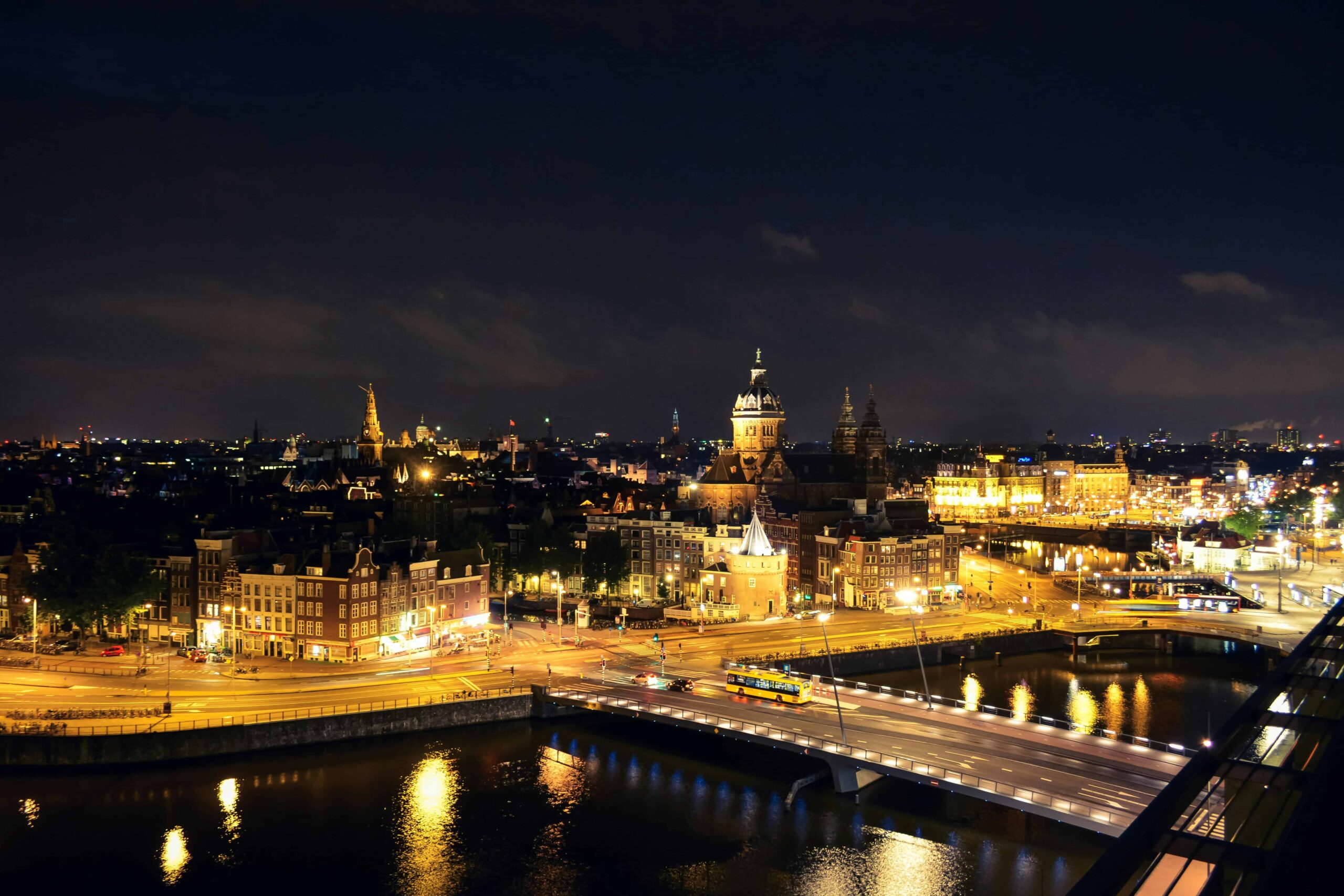 Amsterdam, NH, Netherlands Amsterdam Cityscape at Nigh.jpg