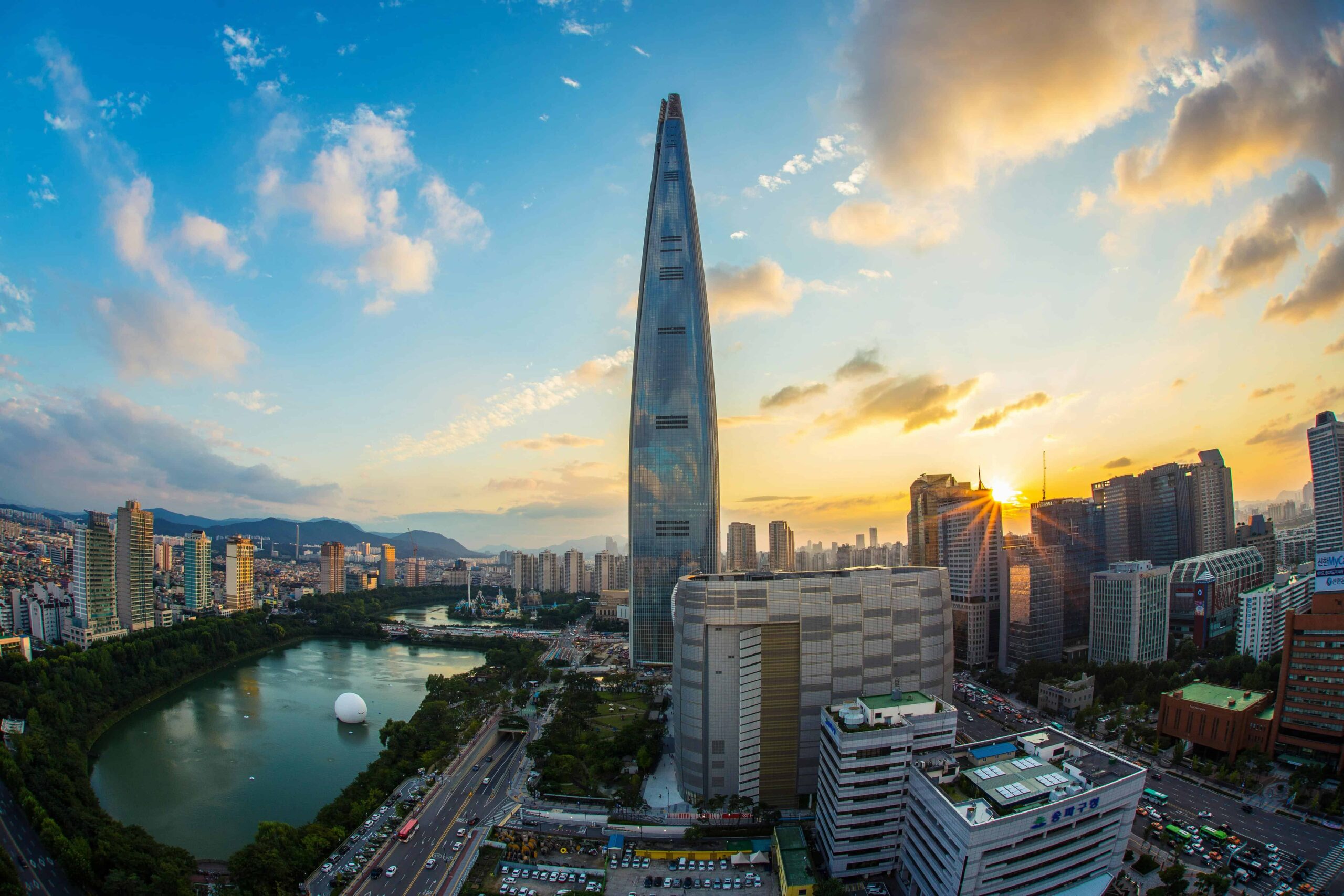 Buildings and Body of Water during Golden Hour, Seoul, South Korea