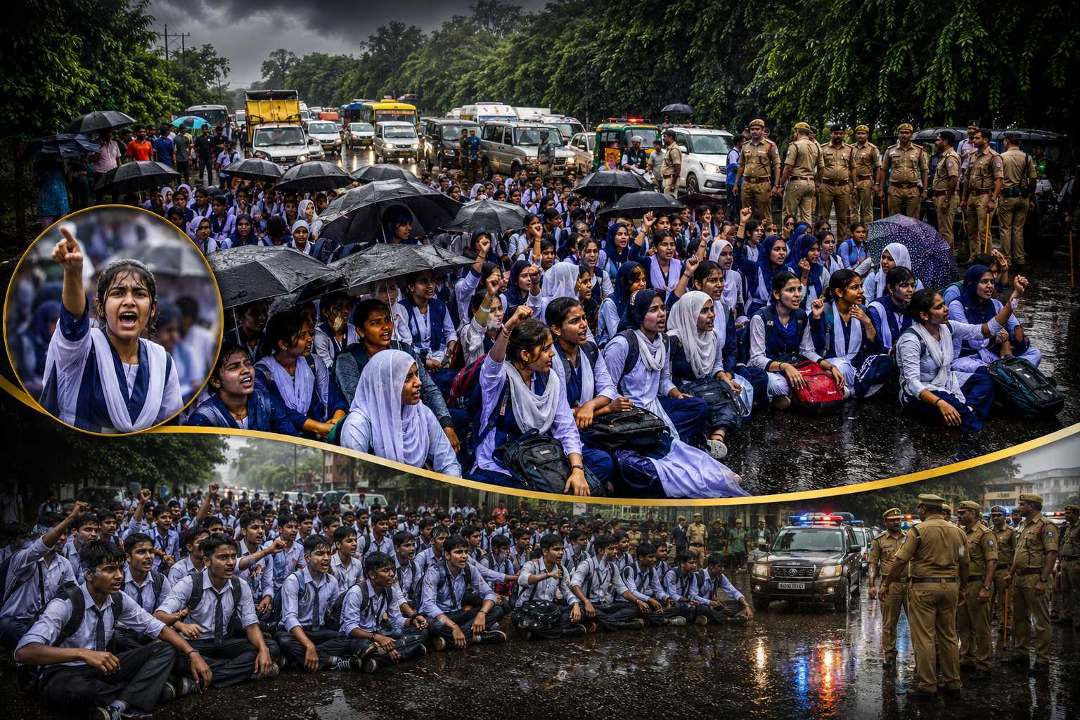 लखनऊ में 250 छात्राओं का प्रदर्शन