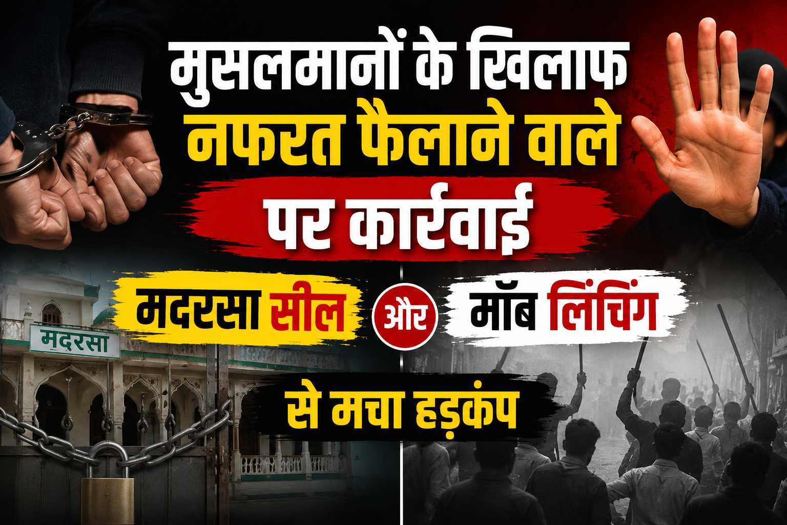 जामिया हनफिया रजा उलूम मुसलमानों के खिलाफ नफरत फैलाने वाले पर कार्रवाई, मदरसे पर ताला और मॉब लिंचिंग